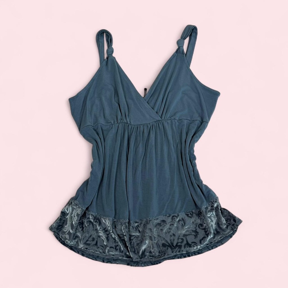 Y2K Daisy Fuentes blue fairy boho tank top